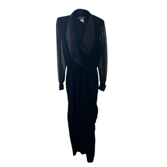 JPNites Petites by Caliendo vintage sz5/6 wrap front sheer sleeves jumpsuit EVC - Picture 1 of 11